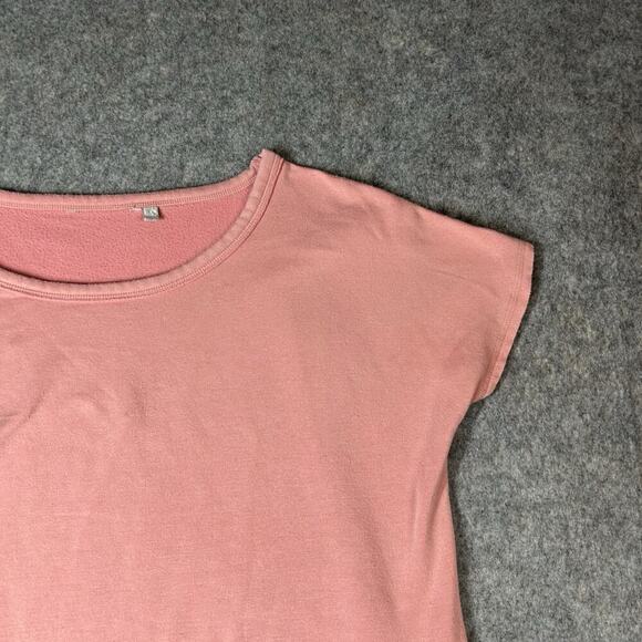 Athleta Unwind Shirt Womens Small Pink Oversized Cropped Cap Sleeve Boxy Tee - Picture 2 of 8